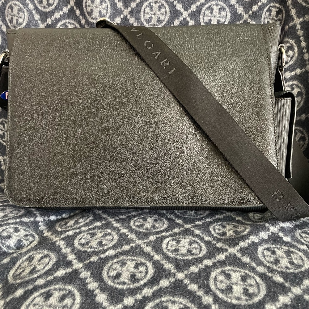 Bulgari Mens Leather Messenger Bag